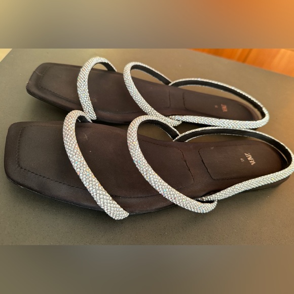 Zara Rhinestone Flat Sandals - Picture 5 of 9